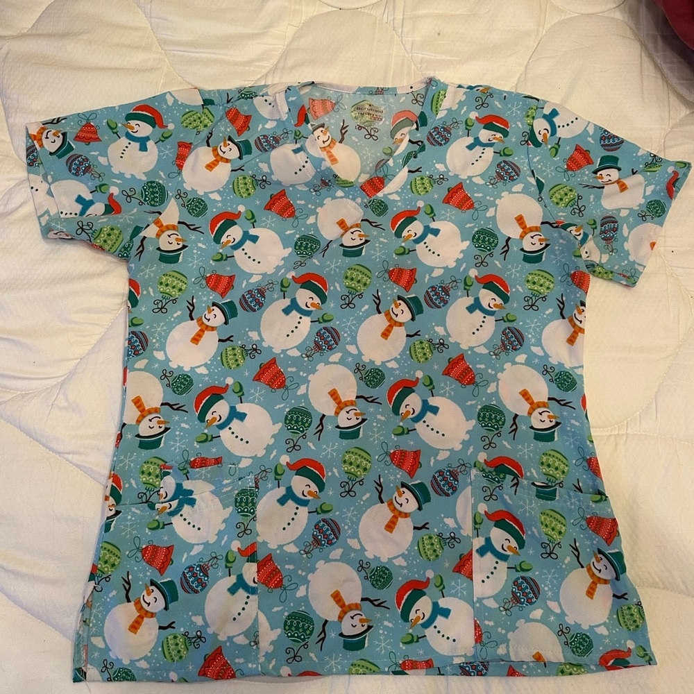 Scrubaid Christmas Snowman Scrub Top